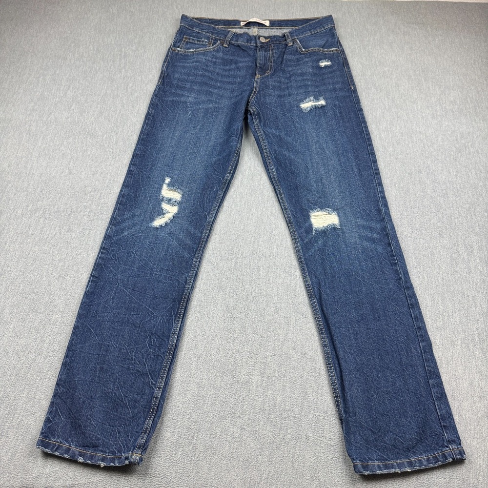 Levis 502 Jeans Mens 30X32 Blue Denim Regular Tapered Distressed Medium Wash